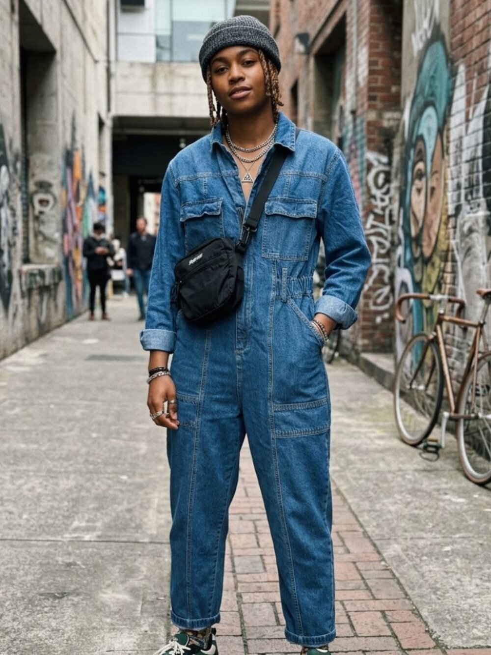 Universal Thread Sz 12 Blue Denim Moto Jumpsuit Utility Romper Streetwear
